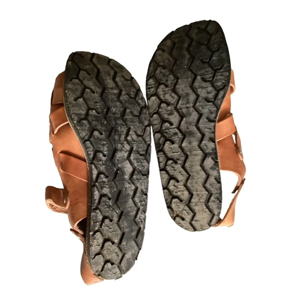 Jarman Italy Leather Sandals Mens 10 D Brown Gladiator Fisherman Jesus Mule